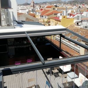 Selene pergola with mobile roof terrace